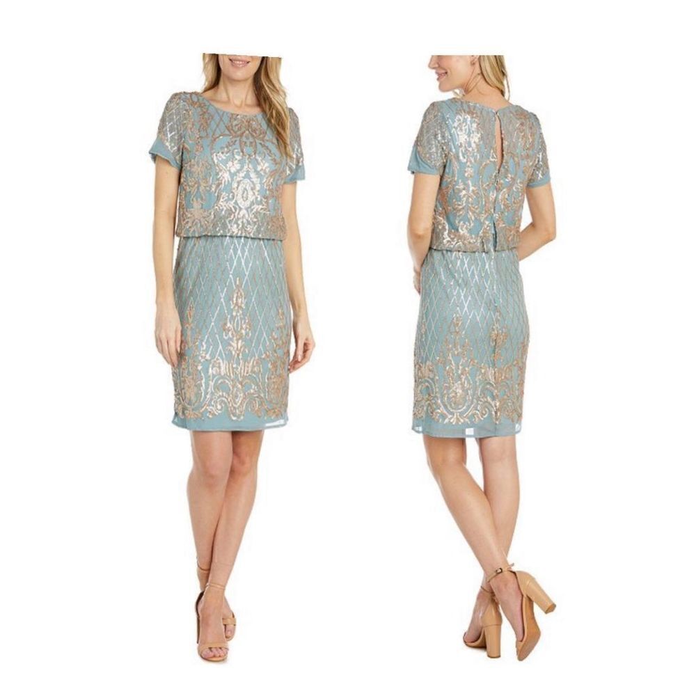 Women's R&M Richards Beaded Blouson Dress